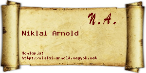 Niklai Arnold névjegykártya